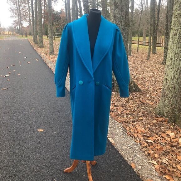 Vintage Ashley Scott Size 6 100% Wool Aqua Coat!! - Picture 14 of 16